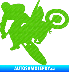 Samolepka Motorka 033 levá motokros 3D karbon zelený kawasaki