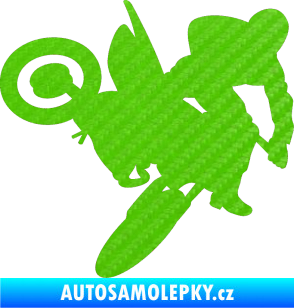Samolepka Motorka 033 pravá motokros 3D karbon zelený kawasaki