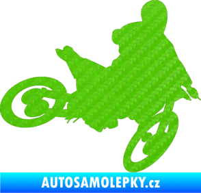 Samolepka Motorka 034 pravá motokros 3D karbon zelený kawasaki