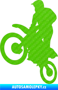 Samolepka Motorka 035 levá motokros 3D karbon zelený kawasaki