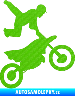 Samolepka Motorka 036 pravá motokros freestyle 3D karbon zelený kawasaki