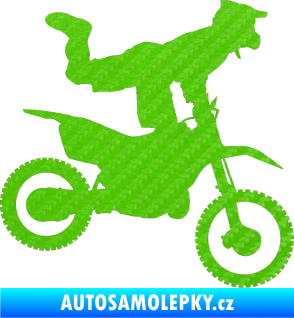 Samolepka Motorka 038 pravá motokros freestyle 3D karbon zelený kawasaki