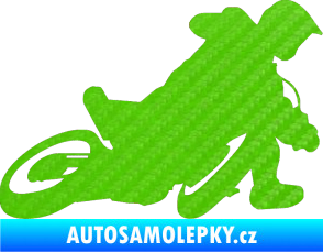 Samolepka Motorka 039 pravá motokros 3D karbon zelený kawasaki