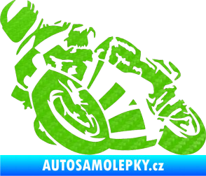Samolepka Motorka 040 levá road racing 3D karbon zelený kawasaki