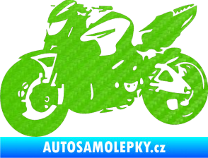 Samolepka Motorka 041 levá road racing 3D karbon zelený kawasaki