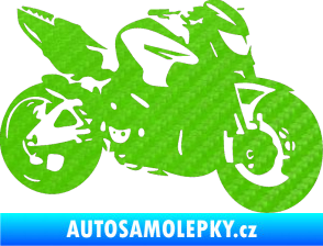 Samolepka Motorka 041 pravá road racing 3D karbon zelený kawasaki