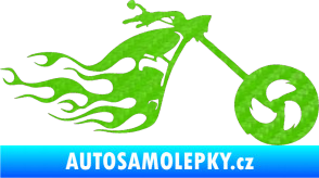 Samolepka Motorka 042 pravá plameny 3D karbon zelený kawasaki