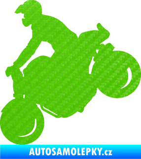 Samolepka Motorka 044 levá motokros 3D karbon zelený kawasaki