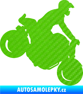 Samolepka Motorka 044 pravá motokros 3D karbon zelený kawasaki