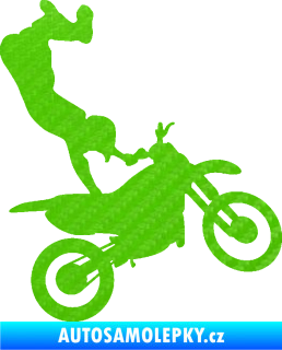 Samolepka Motorka 047 pravá motokros freestyle 3D karbon zelený kawasaki