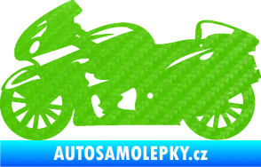 Samolepka Motorka 048 levá silniční 3D karbon zelený kawasaki