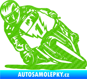 Samolepka Motorka 051 levá 3D karbon zelený kawasaki