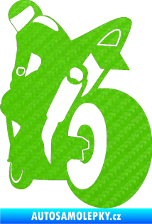 Samolepka Motorka 052 levá 3D karbon zelený kawasaki