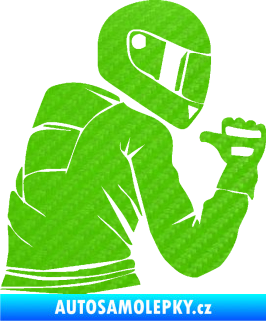 Samolepka Motorkář 001 pravá 3D karbon zelený kawasaki
