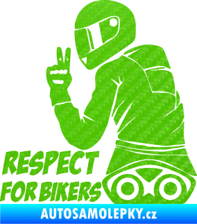 Samolepka Motorkář 003 levá respect for bikers nápis 3D karbon zelený kawasaki