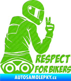 Samolepka Motorkář 003 pravá respect for bikers nápis 3D karbon zelený kawasaki