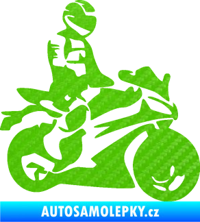 Samolepka Motorkář 005 pravá 3D karbon zelený kawasaki
