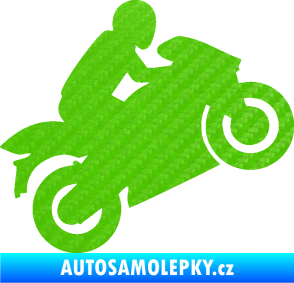 Samolepka Motorkář 007 pravá 3D karbon zelený kawasaki