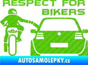 Samolepka Motorkář 008 respect for bikers nápis 3D karbon zelený kawasaki