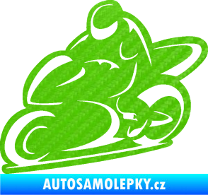 Samolepka Motorkář 011 levá 3D karbon zelený kawasaki