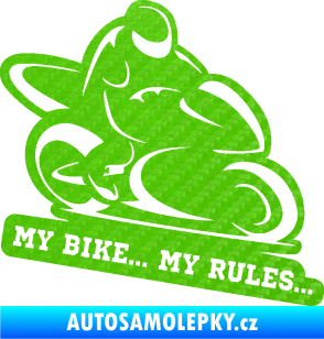 Samolepka Motorkář 012 pravá s textem 3D karbon zelený kawasaki