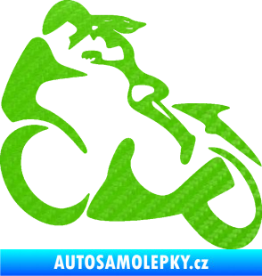 Samolepka Motorkářka 001 levá 3D karbon zelený kawasaki