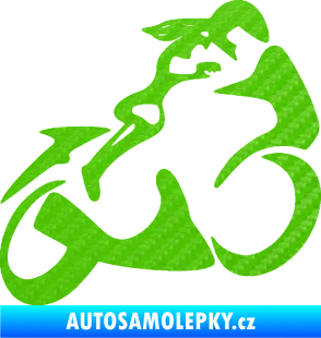 Samolepka Motorkářka 001 pravá 3D karbon zelený kawasaki