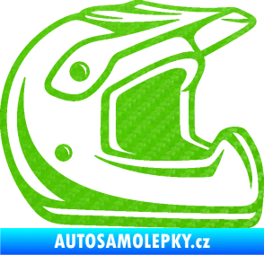 Samolepka Motorkářská helma 002 pravá 3D karbon zelený kawasaki