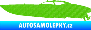 Samolepka Motorový člun 002 levá 3D karbon zelený kawasaki