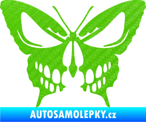 Samolepka Motýl 017 lebka 3D karbon zelený kawasaki