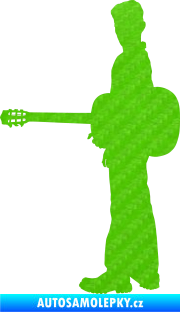 Samolepka Music 003 levá hráč na kytaru 3D karbon zelený kawasaki
