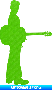 Samolepka Music 003 pravá hráč na kytaru 3D karbon zelený kawasaki