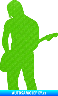 Samolepka Music 005 levá hráč na kytaru 3D karbon zelený kawasaki