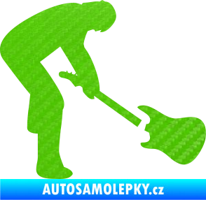 Samolepka Music 007 pravá rocker s kytarou 3D karbon zelený kawasaki