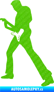 Samolepka Music 008 levá hráč na kytaru 3D karbon zelený kawasaki