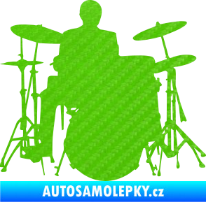 Samolepka Music 009 pravá hráč na bicí 3D karbon zelený kawasaki