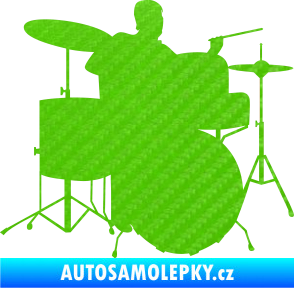 Samolepka Music 011 pravá hráč na bicí 3D karbon zelený kawasaki