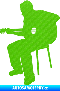 Samolepka Music 012 levá  kytarista 3D karbon zelený kawasaki