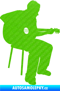 Samolepka Music 012 pravá  kytarista 3D karbon zelený kawasaki