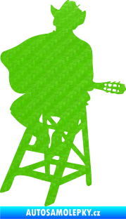 Samolepka Music 013 levá kytarista 3D karbon zelený kawasaki