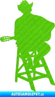Samolepka Music 013 pravá kytarista 3D karbon zelený kawasaki