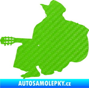 Samolepka Music 014 levá hráč na kytaru 3D karbon zelený kawasaki