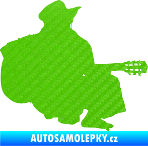 Samolepka Music 014 pravá hráč na kytaru 3D karbon zelený kawasaki