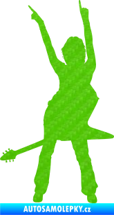 Samolepka Music 016 levá rockerka s kytarou 3D karbon zelený kawasaki