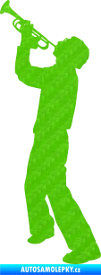 Samolepka Music 022 levá hráč na trubku 3D karbon zelený kawasaki