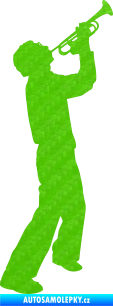Samolepka Music 022 pravá hráč na trubku 3D karbon zelený kawasaki