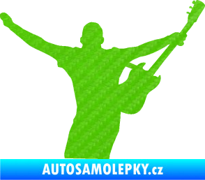 Samolepka Music 024 pravá kytarista rocker 3D karbon zelený kawasaki
