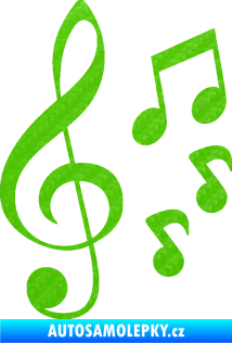 Samolepka Music noty a houslový klíč 002 3D karbon zelený kawasaki