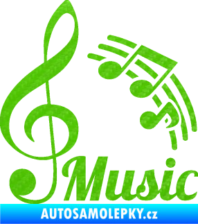 Samolepka Music noty a houslový klíč 3D karbon zelený kawasaki