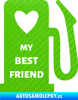 Samolepka My best friend benzínová pumpa 3D karbon zelený kawasaki